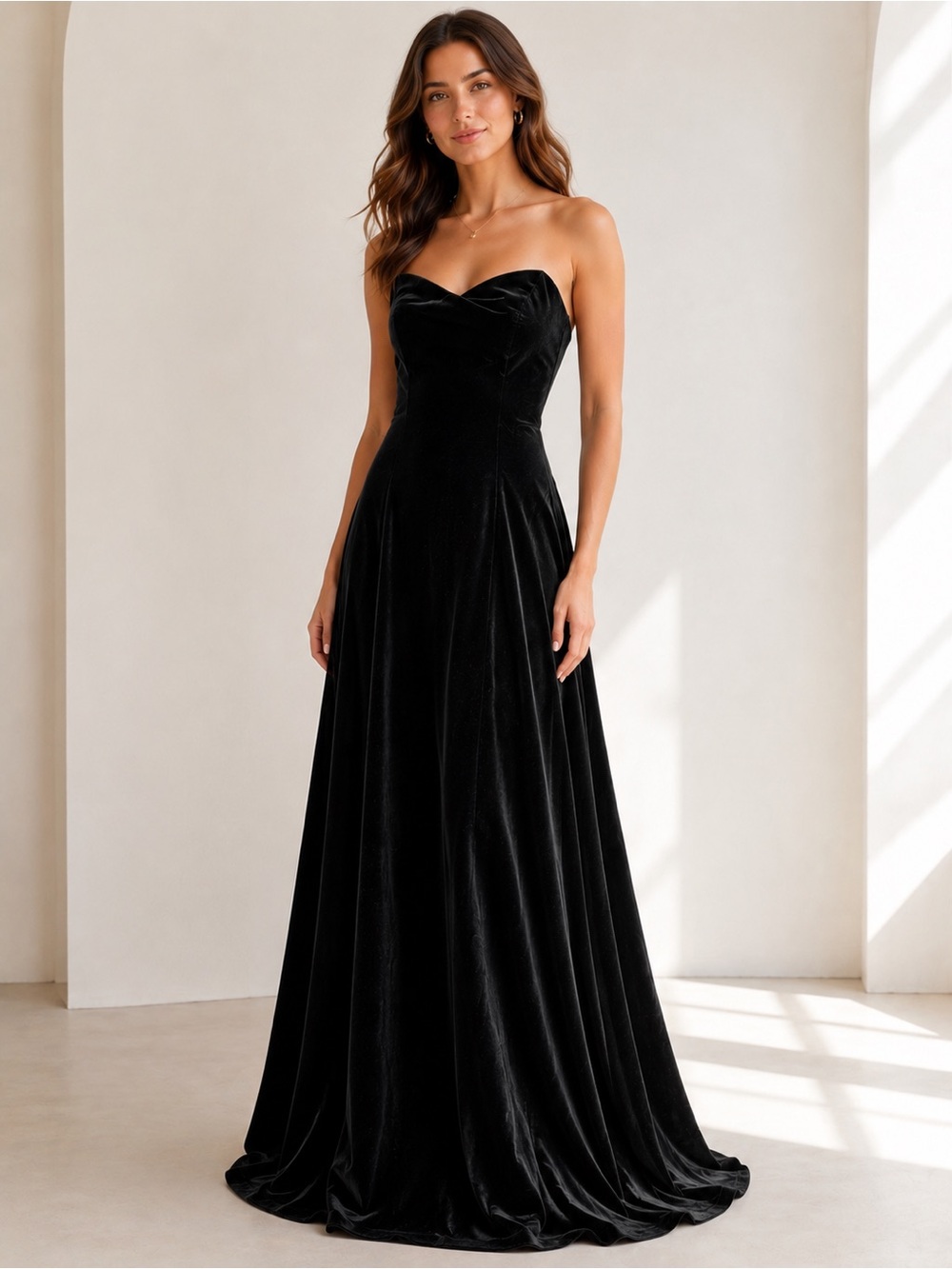 Vintage Scott McClintock Millennium 2000 Black Velvet Strapless Gown Sweetheart